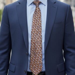 Galo Cossinni - Classic Copper Silk Tie With Multi Colored Diamond Design, 100%